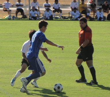Freshman Oscar Valencia finished the game with two shots on goal for the Saints.