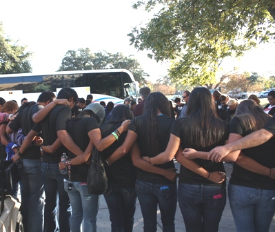 The Saints received a prayer blessing by Sr. Joyce Detzel prior to their trip.