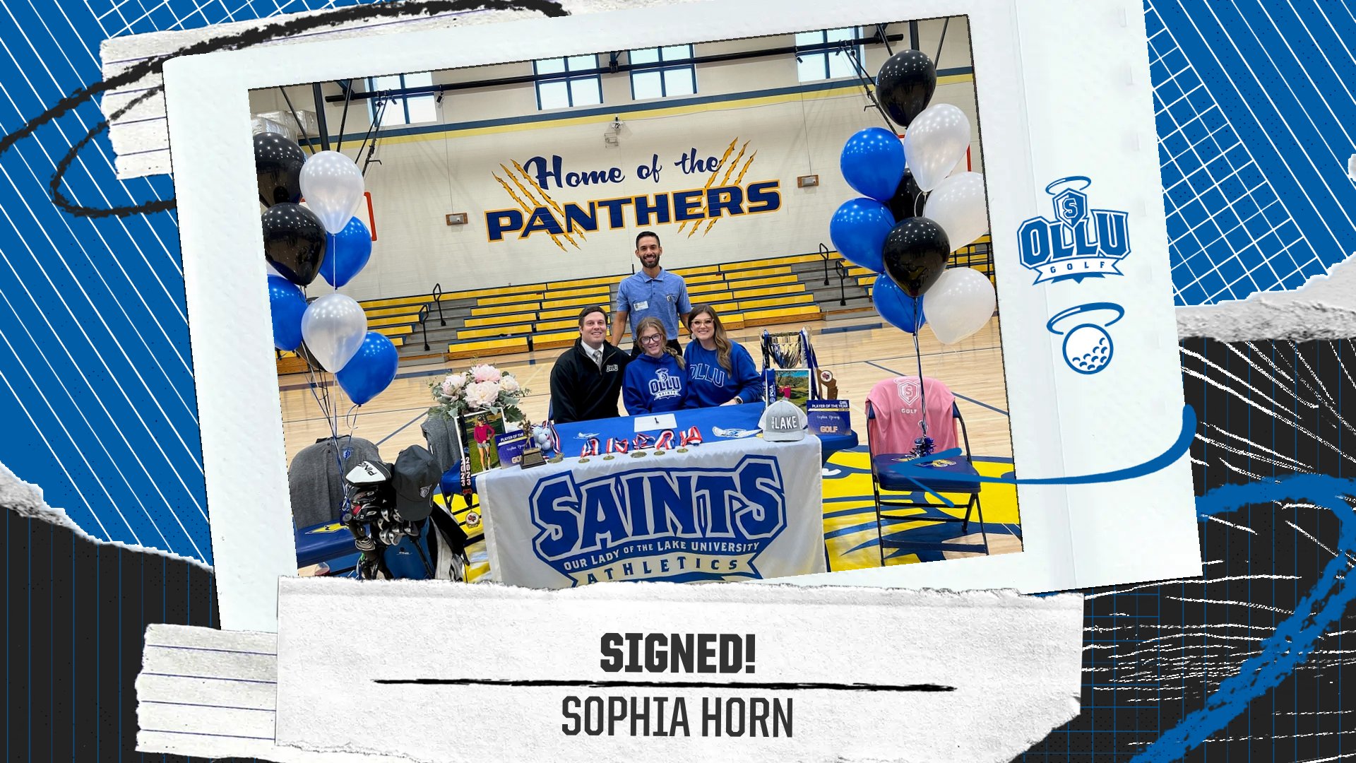 Sophia Horn is pictured with her parents and Head Coach Arnie Martinez.
